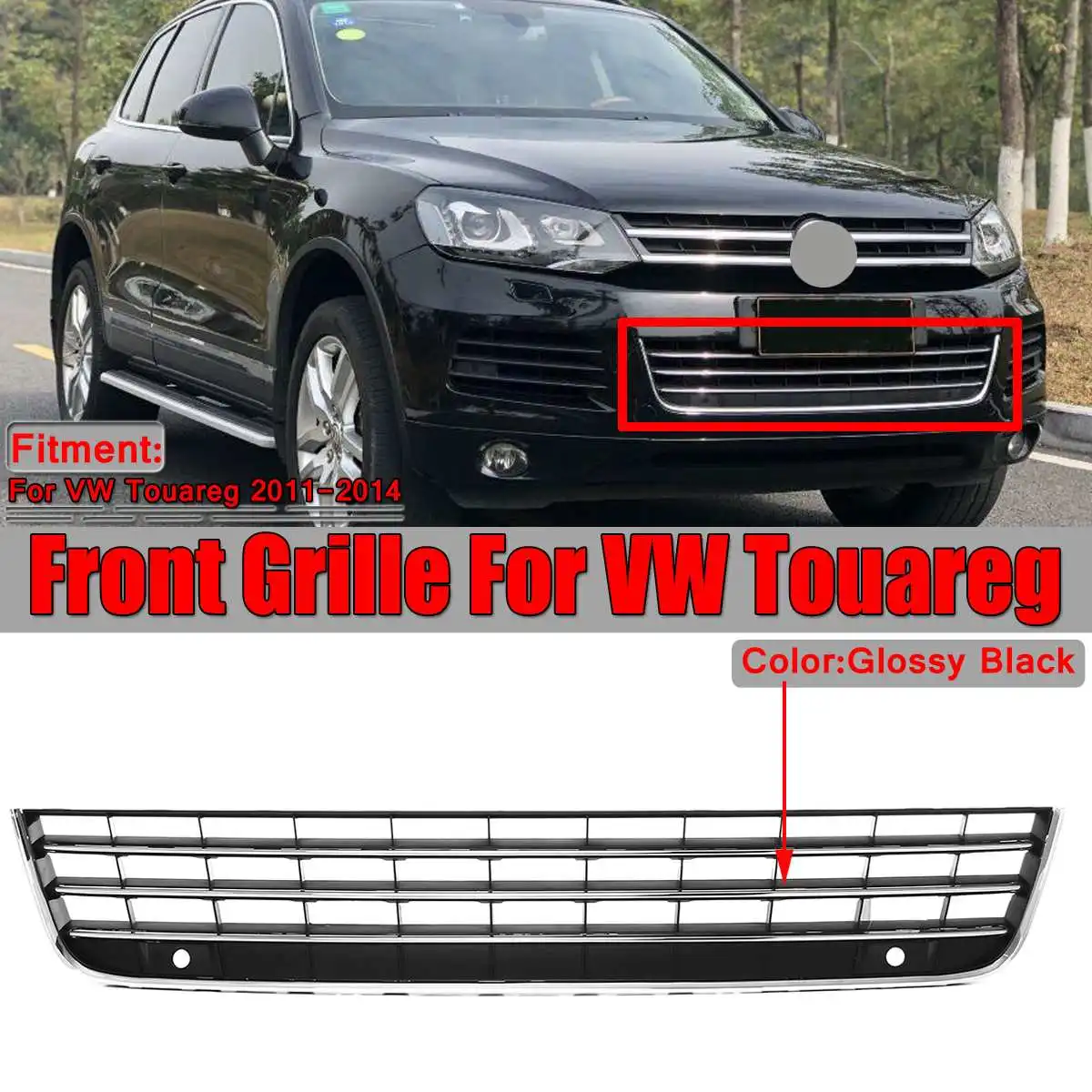 Przedni zderzak samochodowy dolna kratka grilla dla VW dla Volkswagena dla Touareg 2011-2014 osłona chłodnicy dopływ powietrza przedniego kratka wyścigowa