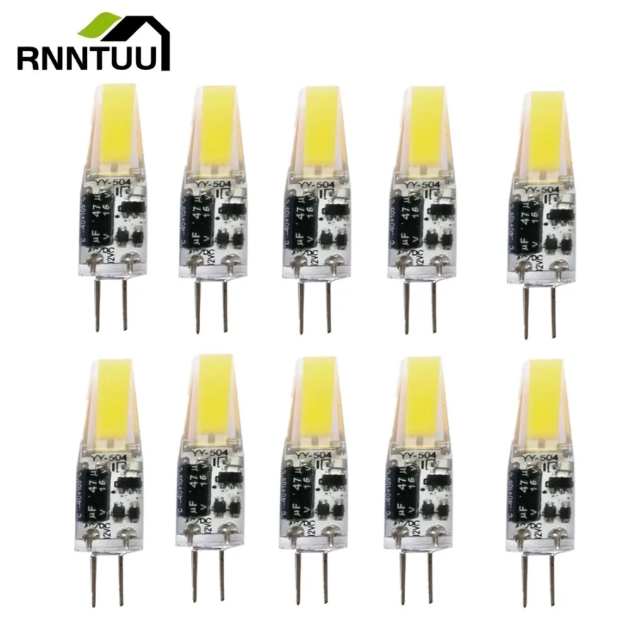 Lâmpadas LED de halogênio COB, lâmpada de milho, ângulo de feixe 360, holofotes, iluminação do candelabro, substituir, G4, 6W, AC, DC 12V, 10 pcs por lote