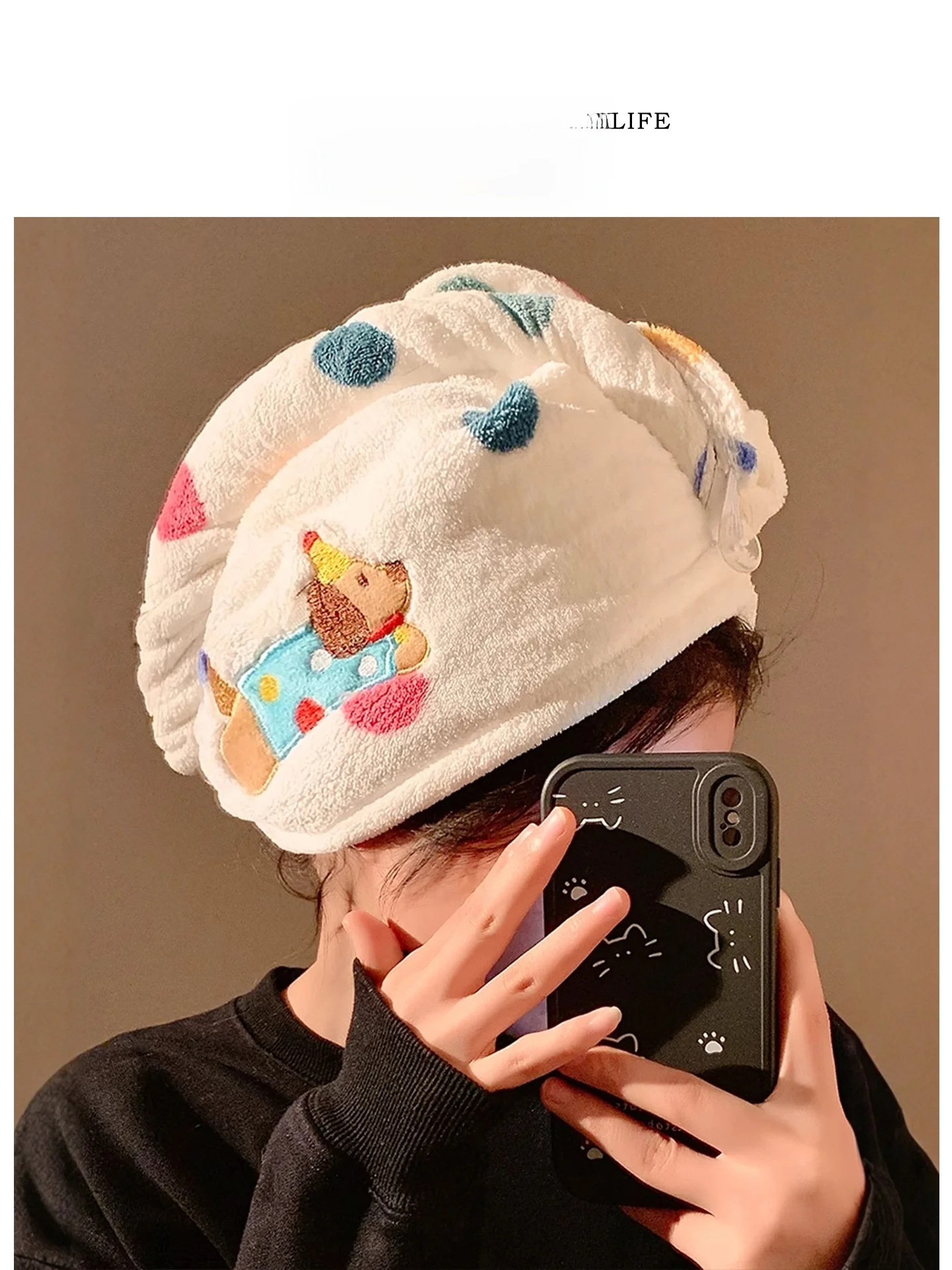 

Tlife Velvet Hair Absorbing Bath Cap Soft Knot Dry Hair Hat Home Use Bath Towel Headscarf ower Hair Drng Cap