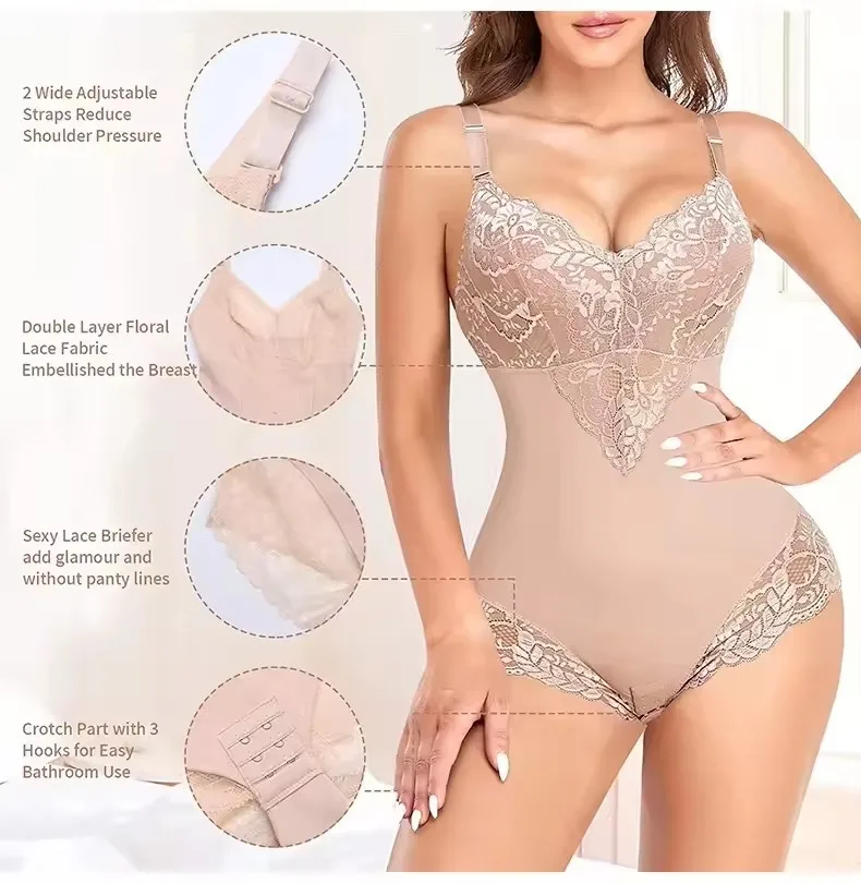Women Bodysuit Shapewear Full Body Shaper Tummy Control Hip Butt Lifter Corset Thigh Reductive Slimming Waist Trainer Underwear