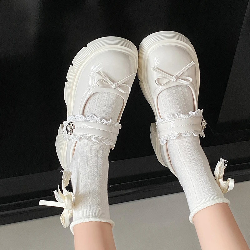 Женская обувь 2024, женские туфли на высоком каблуке на массивном каблуке, новые туфли-лодочки с круглым носком, женская модная обувь Мэри Джейн с бантом, женская обувь на платформе и каблуке