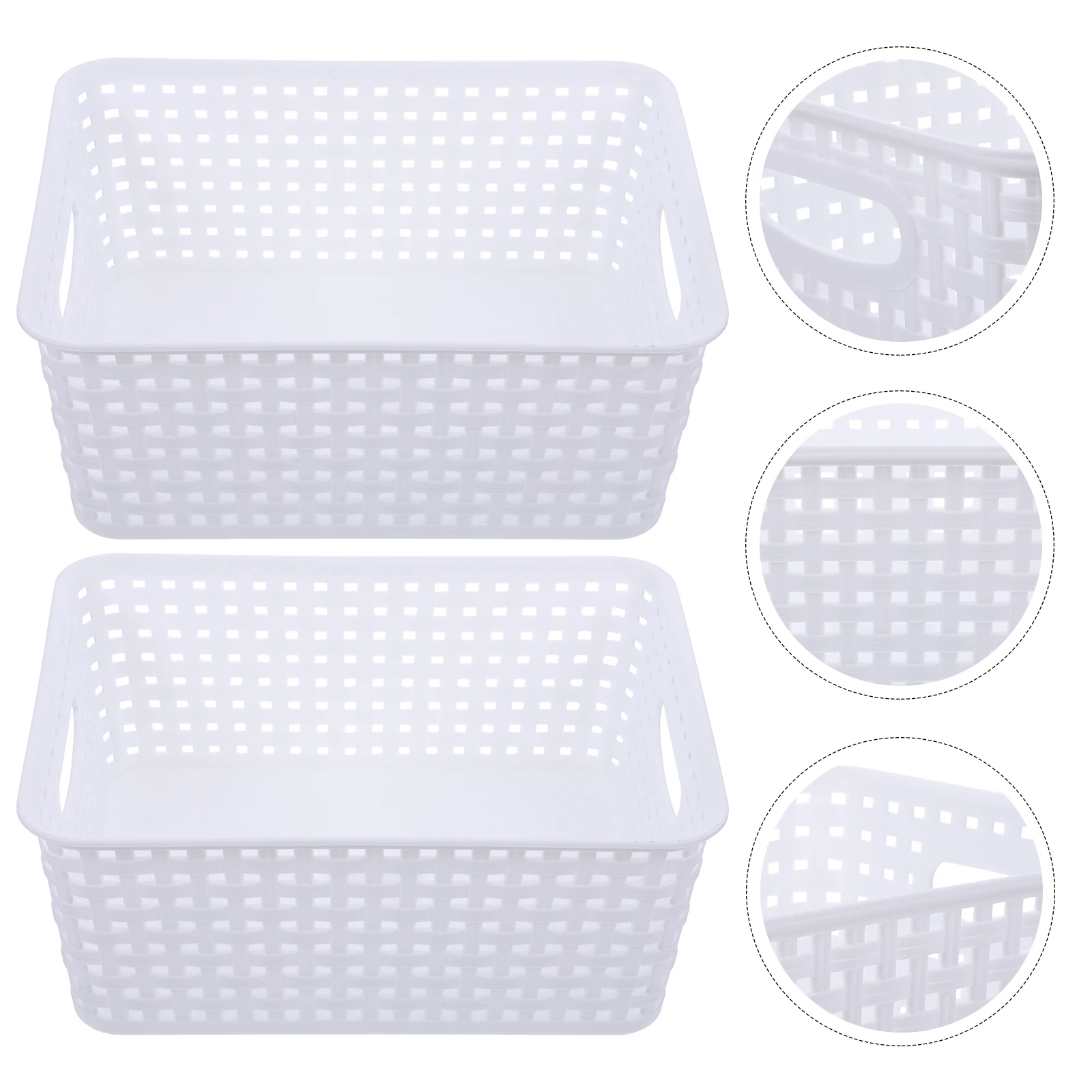 

2Pcs Storage Basket Household Woven Bins for Home Shelves Pantry Simple Mini Plastic Organizing Trays Baskets Containers