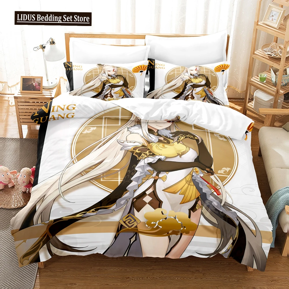 

Japanese Anime Duvet Cover Set With Pillowcases Touhou Project Remilia Scarlet Flandre Bedding Sets Genshin Impact Bedclothes