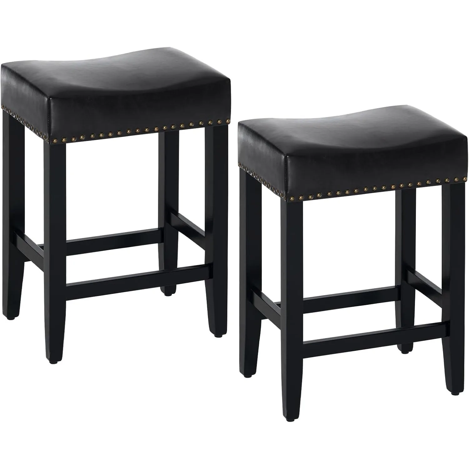 

Bar Stools Set of 2, 26 Inch Counter Height Bar Stools,Upholstered Kitchen Barstools with Solid Wooden Legs, Bar, Cafe, Black