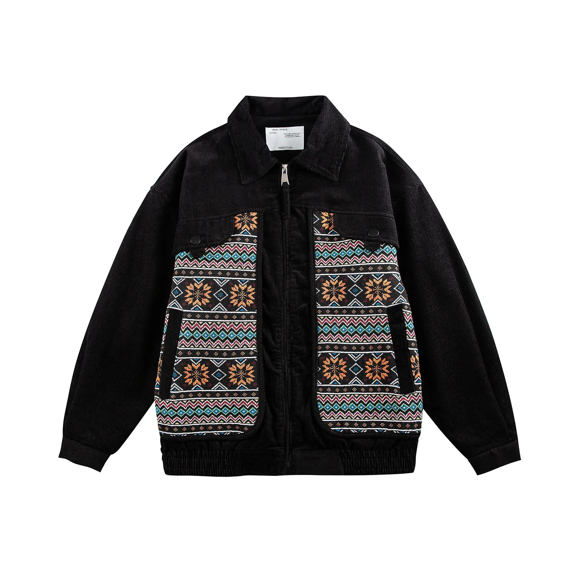 

Весна и осень 2025 года, большой размер в американском этническом стиле, сращенный ​ ​ Куртка с лацканами, мужская повседневная универсальная вельветовая куртка в стиле ретро