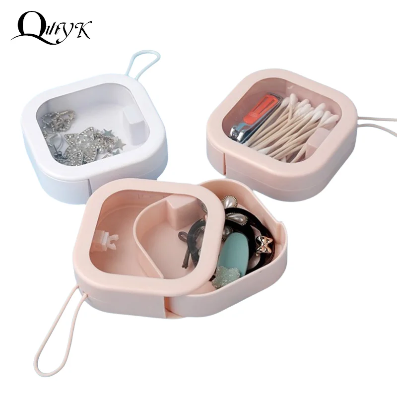 Mini Portable Storage Box Carry-on Clear Flip Jewelry Storage Box Small Storage Boxes Cell Phone Cord Pill Paper Clips Case