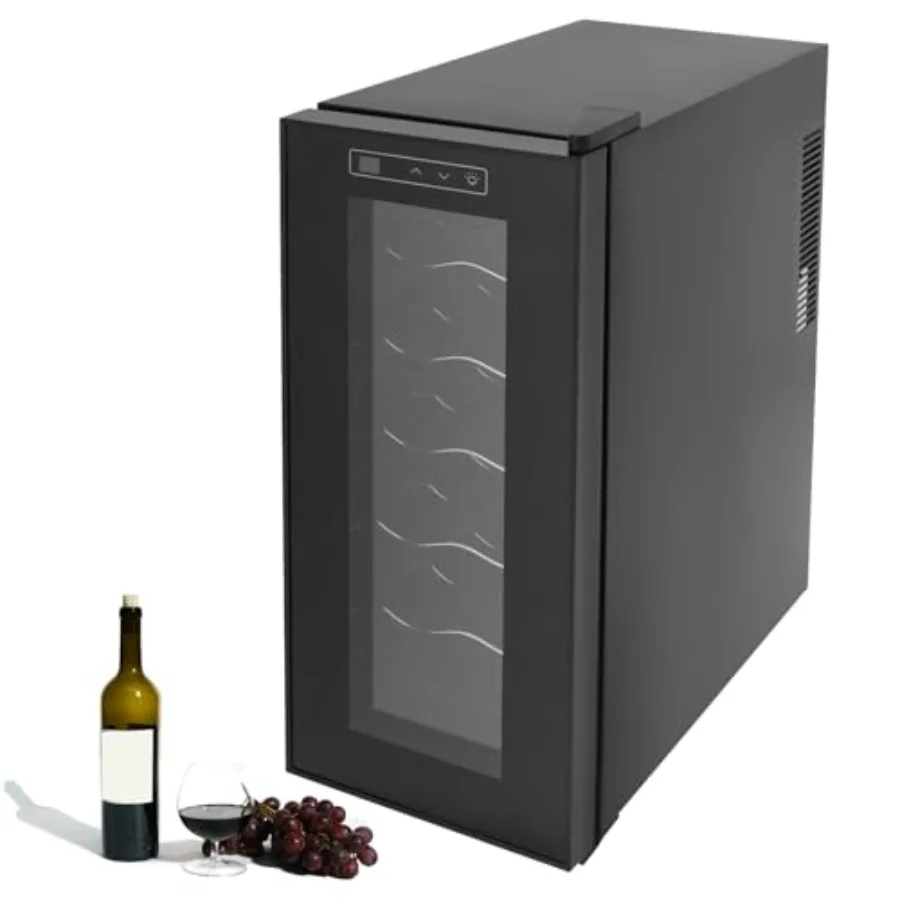 

Винный холодильник-компрессор на 12 бутылок, 33 л, большой, отдельностоящий, с LED-дисплеем, черный, с углом открывания двери 220°