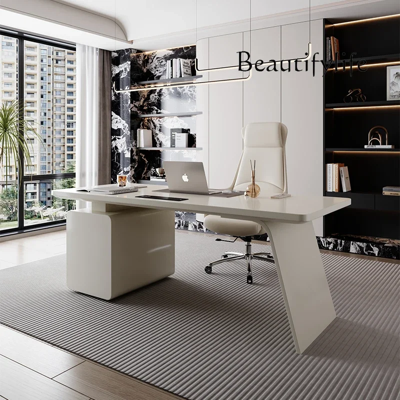 

Study desk Italian minimalist baking paint simple modern beauty salon computer desk consultation office desk and chair