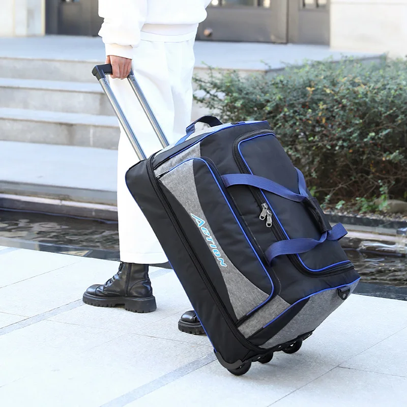 Grande capacidade Trolley Bag Travel Suitcase Boarding Bag Oxford bagagem impermeável Rolling Bagagem com rodas