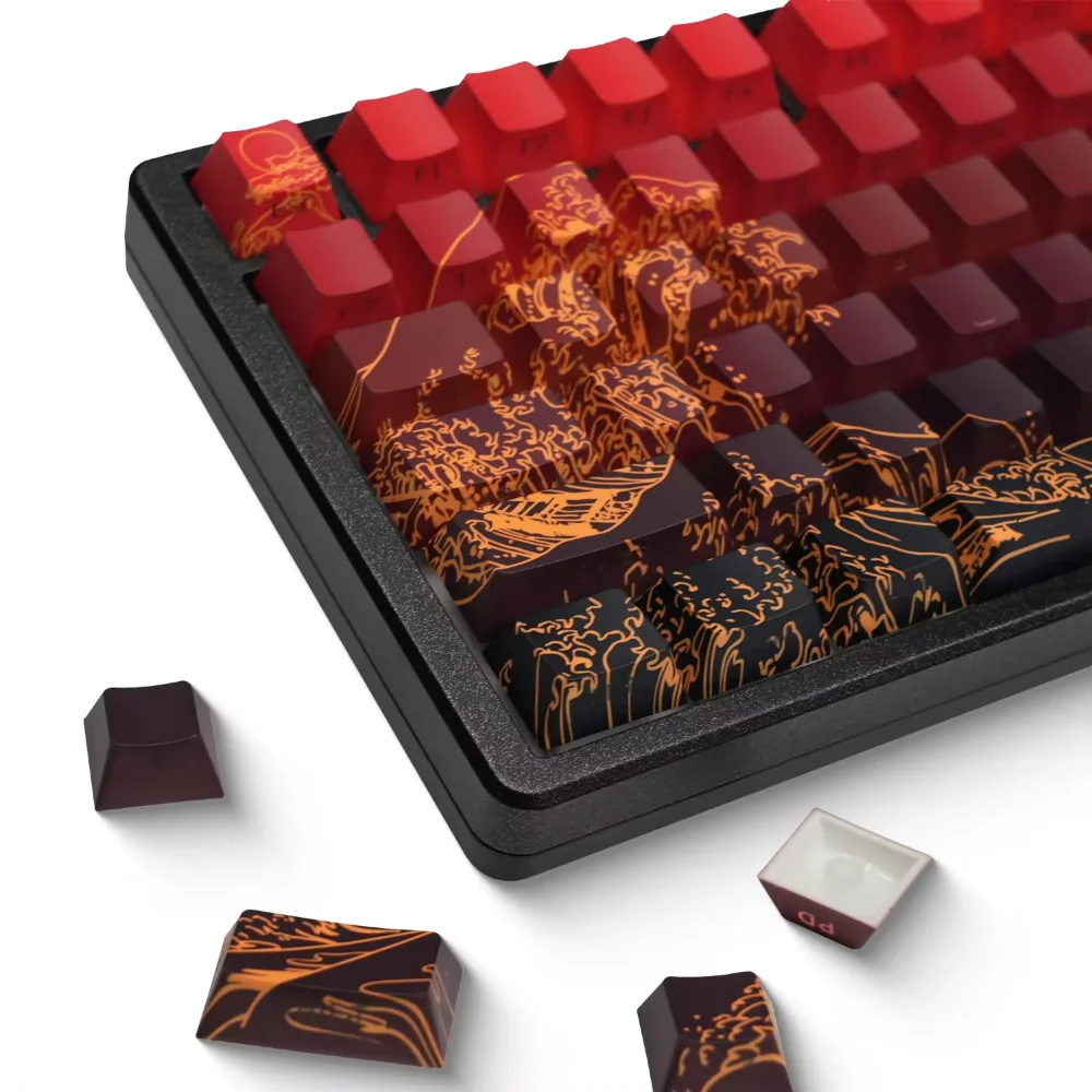 

Ukiyo-e Cherry Keycap Set PBT 130 Keys Side Engraved Translucent Personalized for 60/84/98/108 Mechanical Keyboards