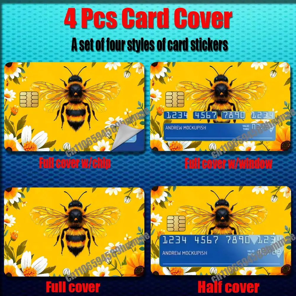 

For Bee Flower Sticker Paper Case Credit Bank Credit Metro Self-adhesive Card Cover Decoration