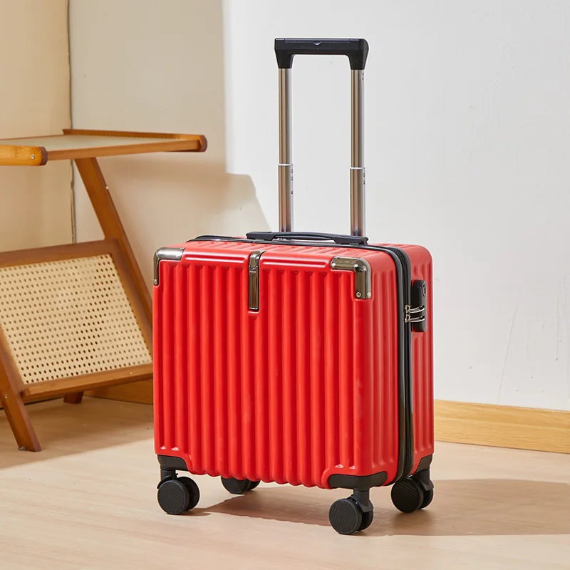 حقيبة أمتعة مقاس 18 بوصة، وأمتعة دوارة، وحقيبة أمتعة بعجلات من ثلاثة أقسام مع حامل أكواب الماء وحامل الهاتف وقفل بكلمة مرور