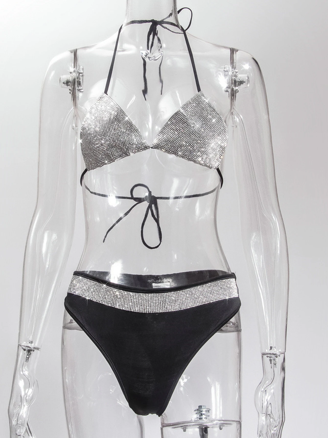Sexy micro Rhinestone 2 piece bikini set push up swimwear women summer designer swimsuit bathing suit Shiny string bikinis 2025
