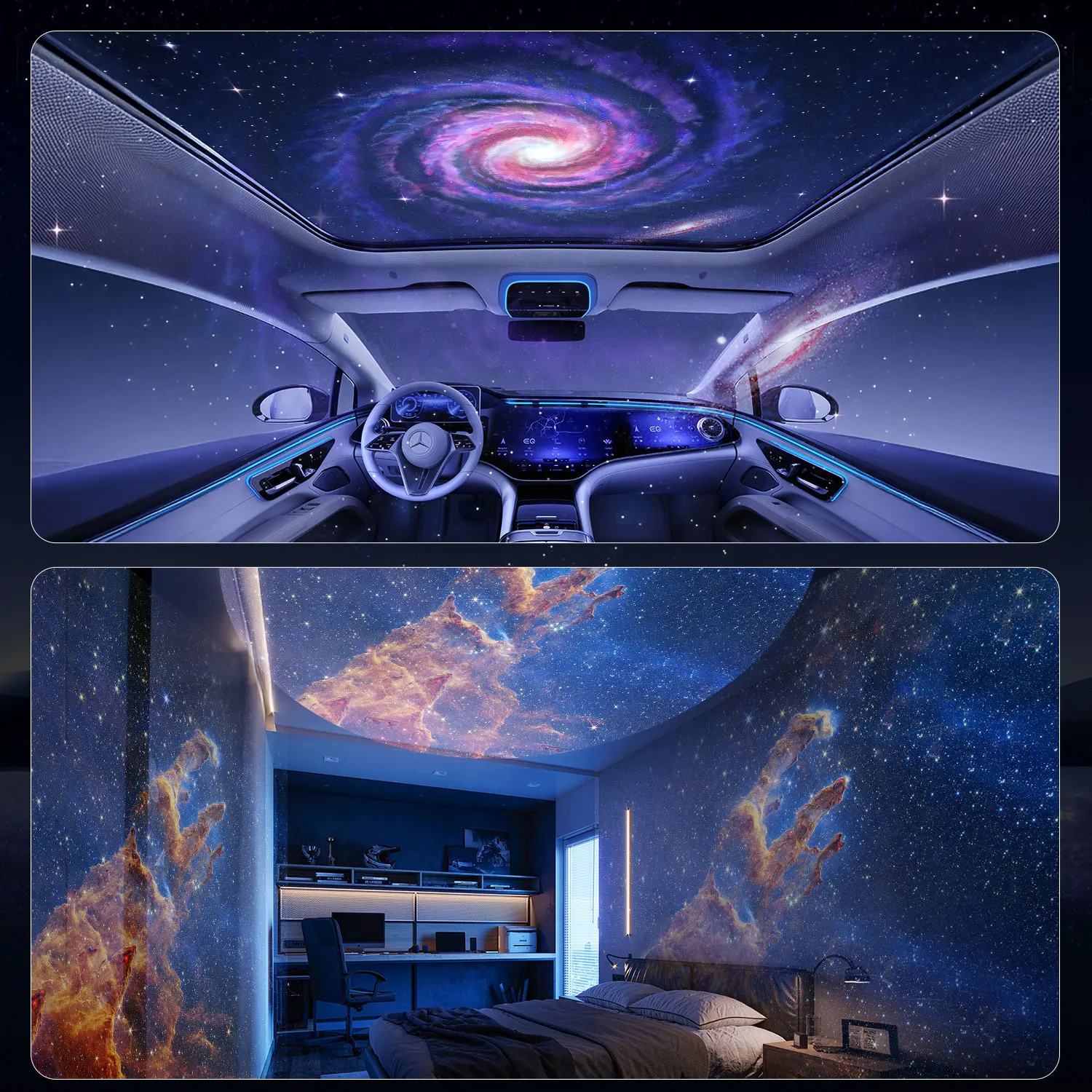 Brand New Galaxy Projection Night Light USB Car Ambient Light Cool LED Starry Sky Light Perfectly Creating a Romantic Atmosphere