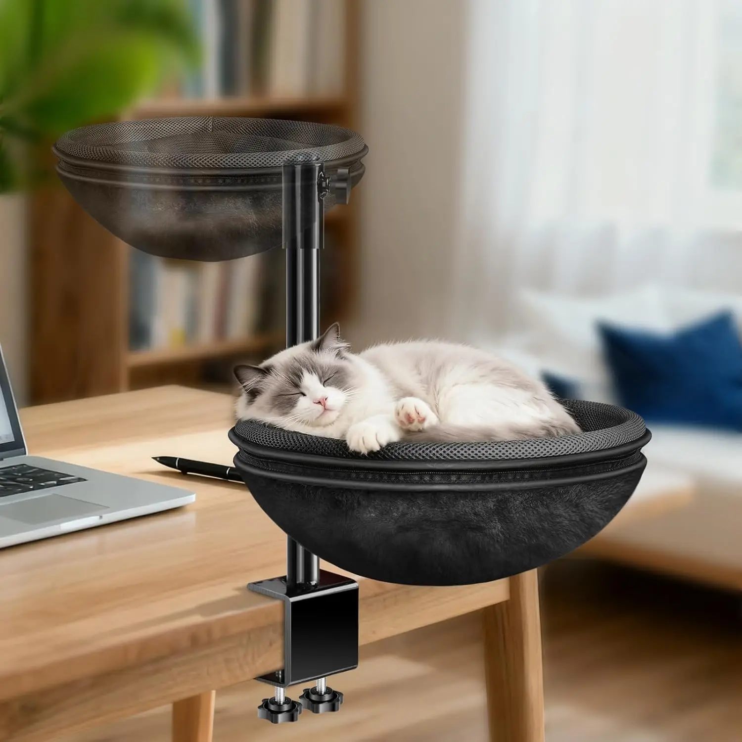 

Лежанка-гамак для кошек на стол, с поворотом на 360 градусов ° Вращающийся и регулируемый по высоте, съемный, двусторонний, дышащий и комфортный