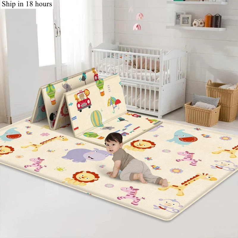 Baby Play Mat Foldable Waterproof Children Carpet Double-Sided Pattern Educational Outdoor Camping Mat Easy To Carry 180cm*100cm