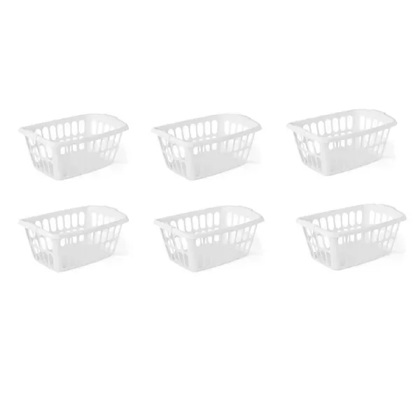 

Белые прямоугольные пластиковые корзины для белья, набор из 6 штук, объем 1,5 бушеля