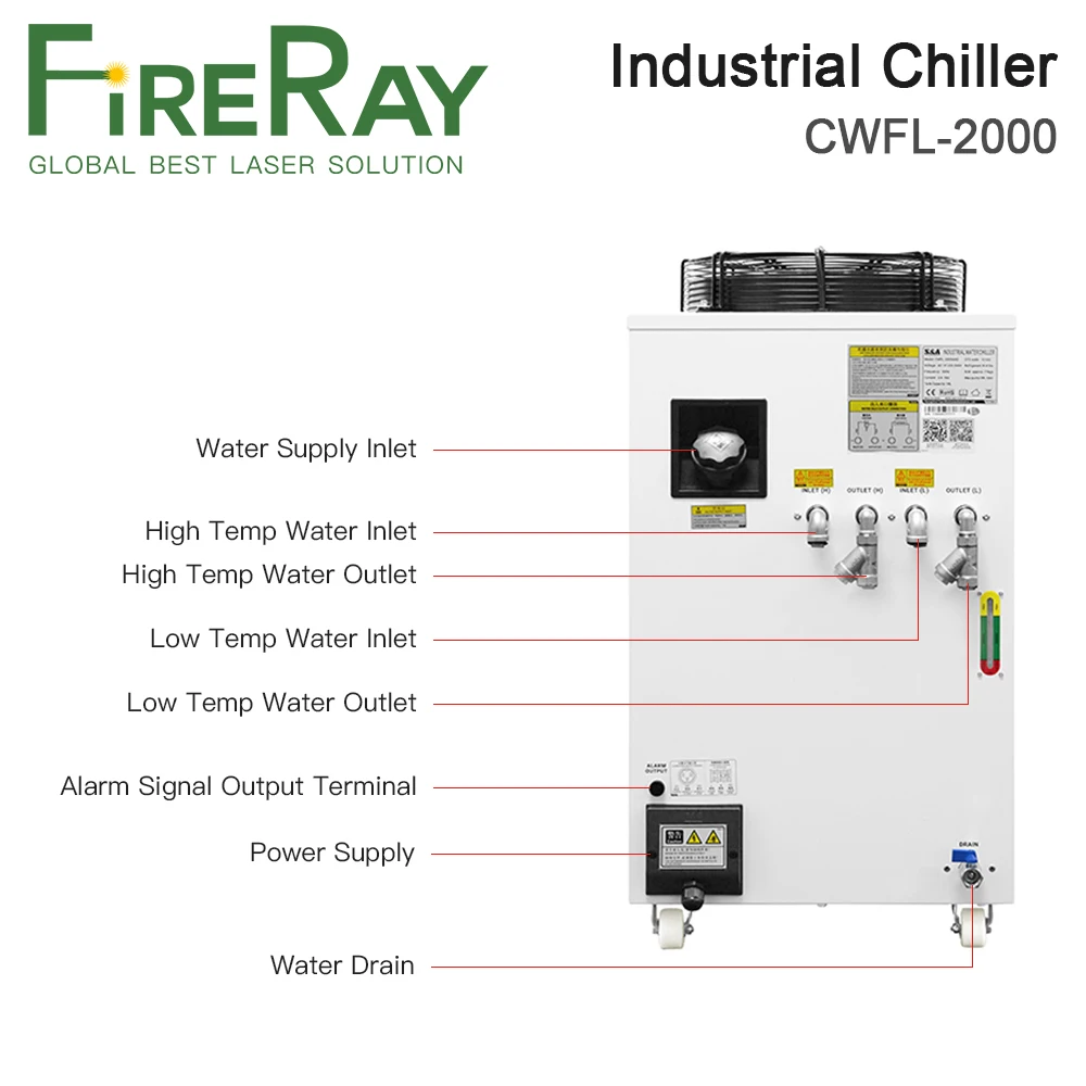 FireRay S&A CWFL-2000AN & 2000BN مبرد المياه الصناعية لآلة قطع النقش بالليزر من الألياف 2000 وات