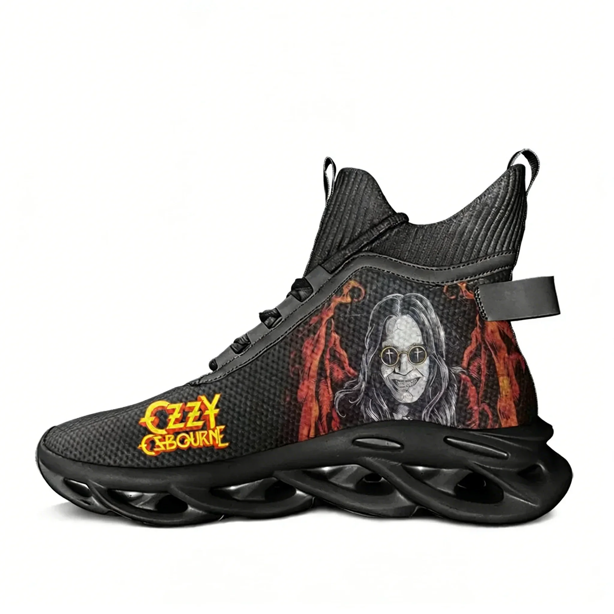 

Кроссовки Ozzy Rock Singer Osbourne High Top Flats для мужчин и женщин, спортивные беговые кроссовки на шнуровке, сетчатая обувь, индивидуальный дизайн