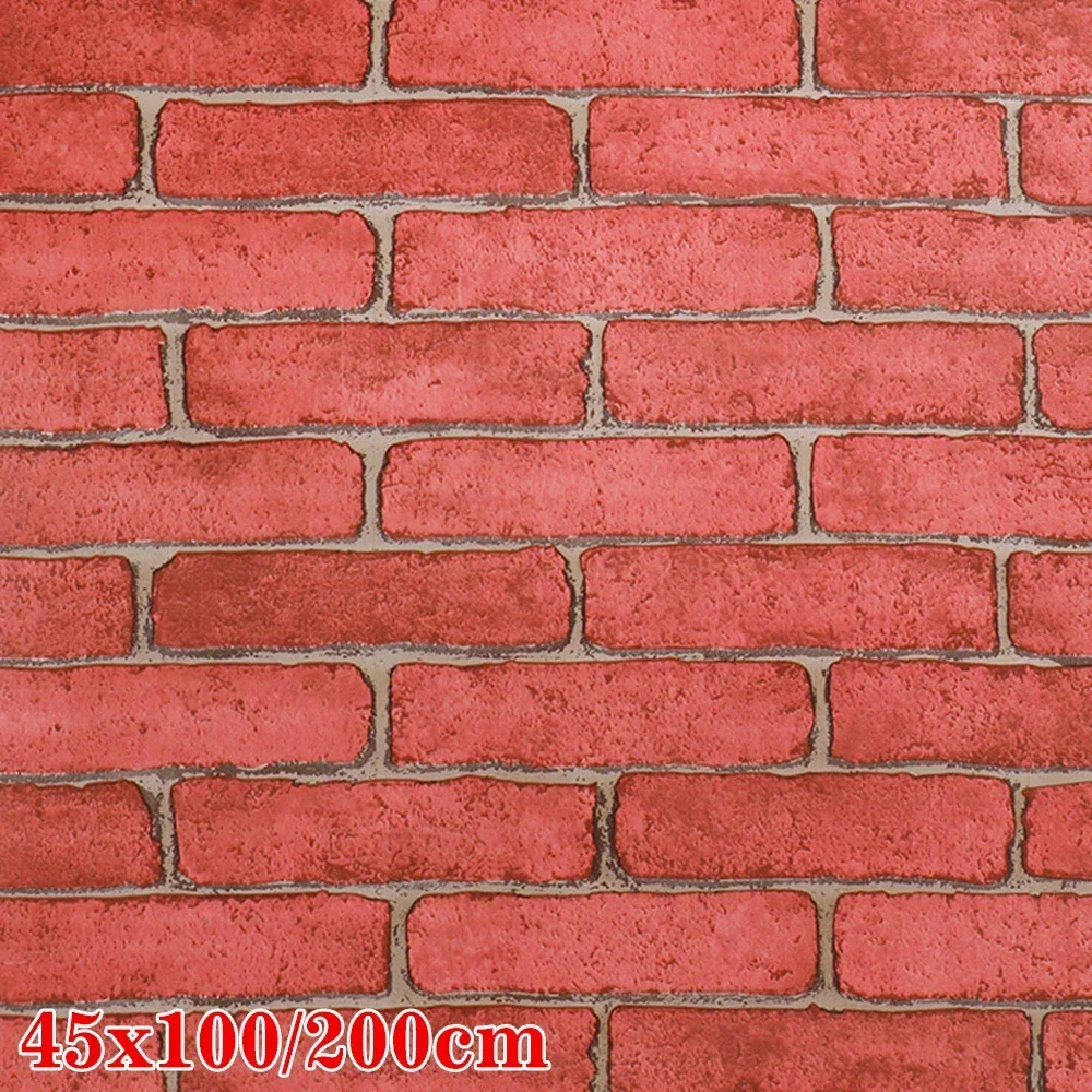 45cm*1/2m SelfAdhesive Wall Brick Stone Rustic 3D Wall Sticker Home Paper 3D Visual Effect PVC Stickers