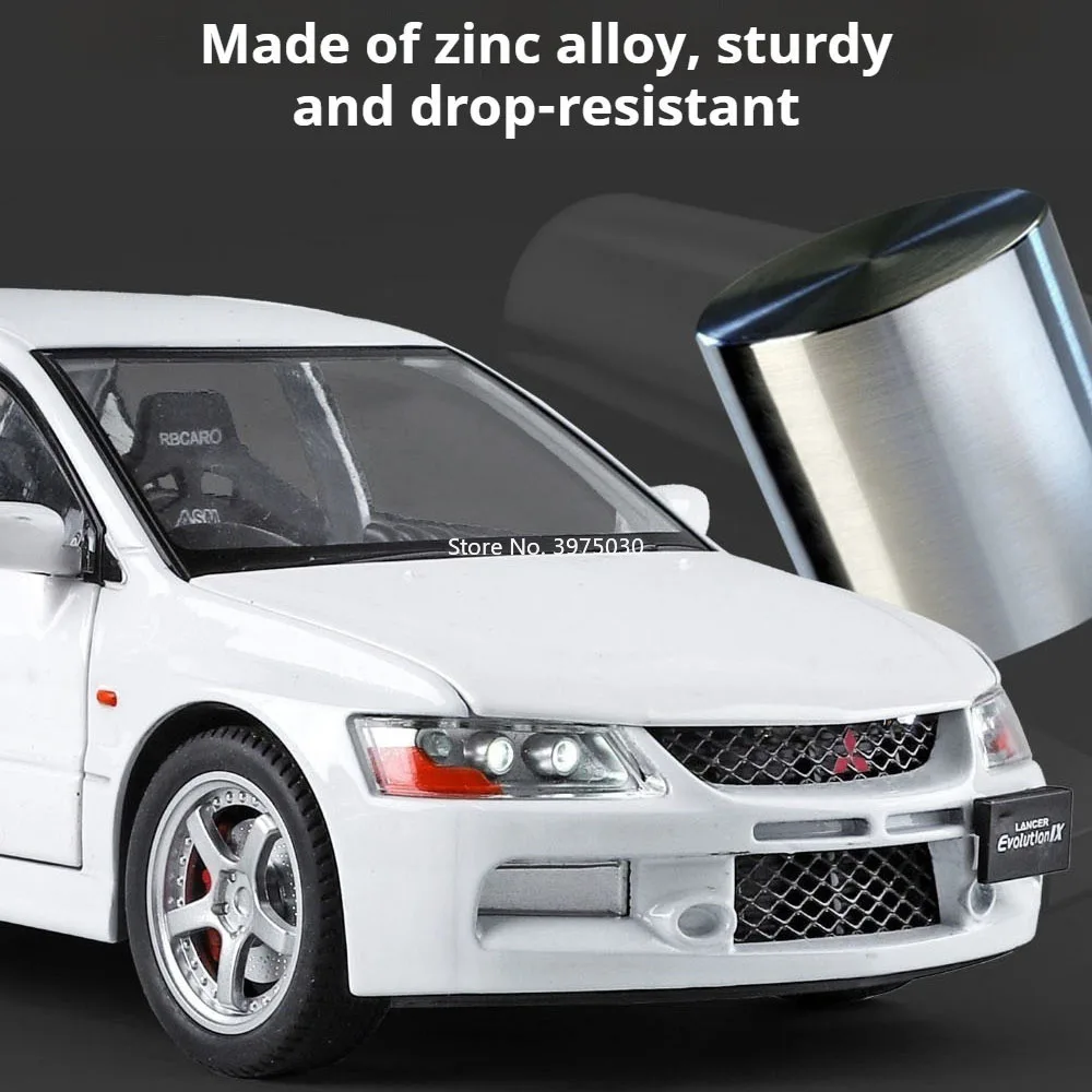 1:24 Alloy Mitsubishi EVO9 Models Cars Diecasting Toys with Pull Back Vehicles Toy Light Sound Miniature Car Birthday Presents