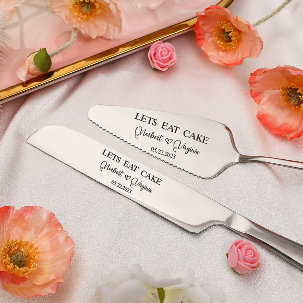 Personalized Engraved Cake Knife Serving Set Customized Cake Knife & Shovel Birthday Gift Wedding Party Decoration Baking Tool