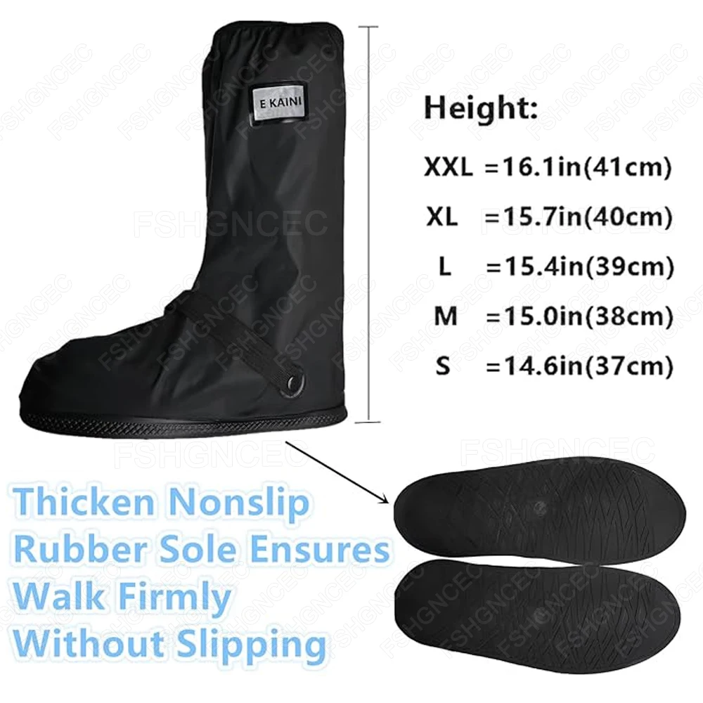 Waterproof Rain Boot Shoe Cover with Reflector Reusable & Foldable High Top Shoes Covers Rainproof Cycling Bike Shoe Protectors