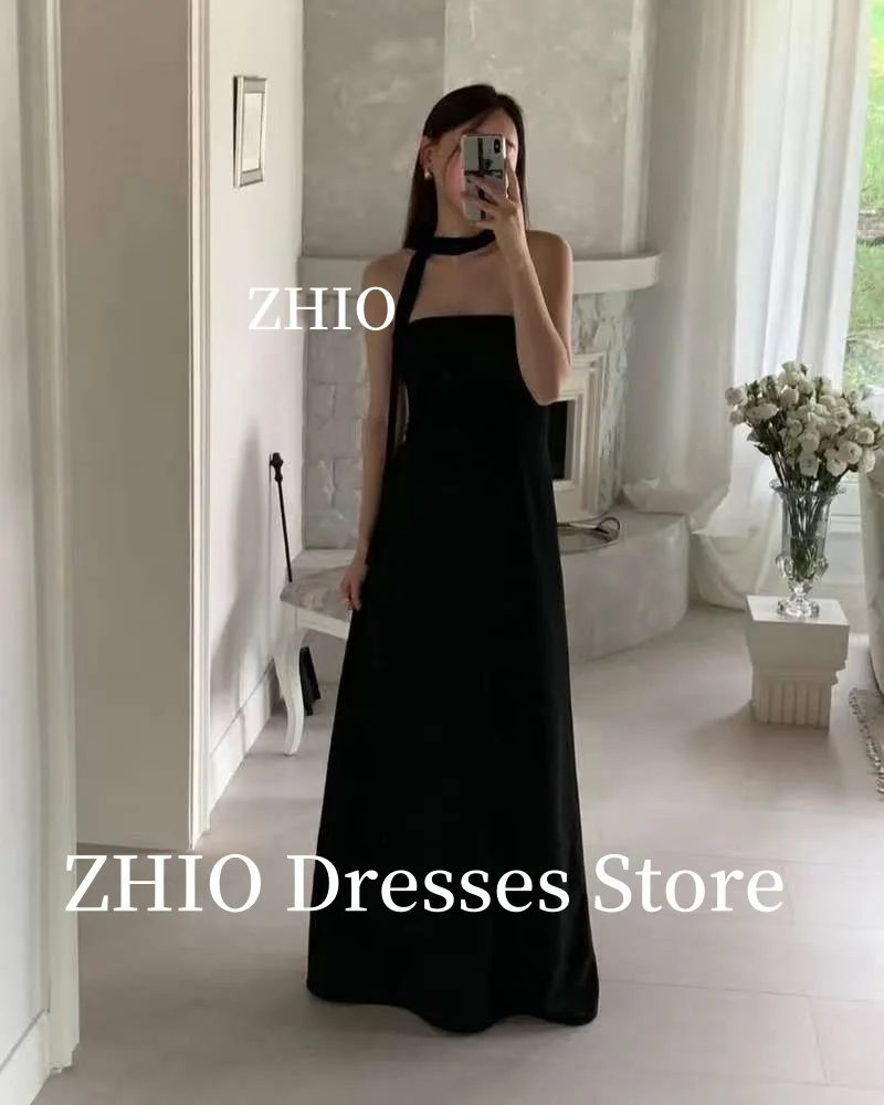 ZHIO Elegant Black Wedding Party Dress with Scarf A-Line Evening Gowns Korea Photo Shoot Dresses Formal Occasion Customized