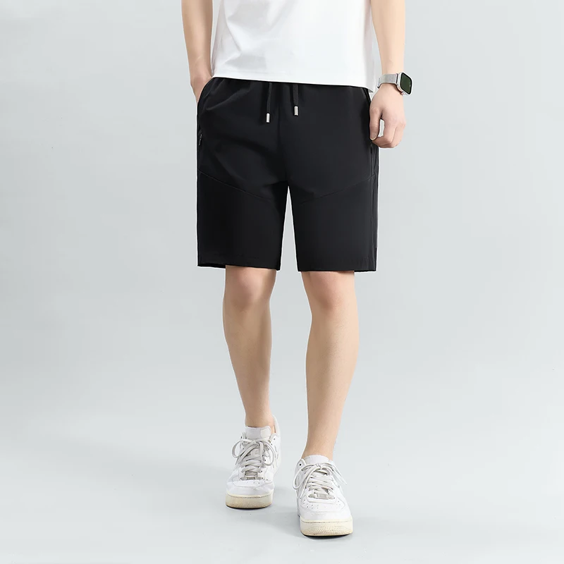 

2026 New Summer Thin Simple Ice Silk Elastic Shorts For Men's Fashion Casual Loose Sports Five-point Pants Straight Pants Shorts