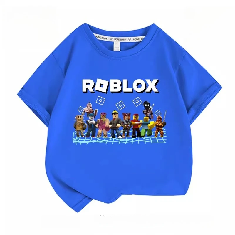 جديد Roblox الأطفال الصيف قصيرة الأكمام تي شيرت قاع قميص الفتيان والفتيات نصف كم بلايز مطبوعة قصيرة الأكمام
