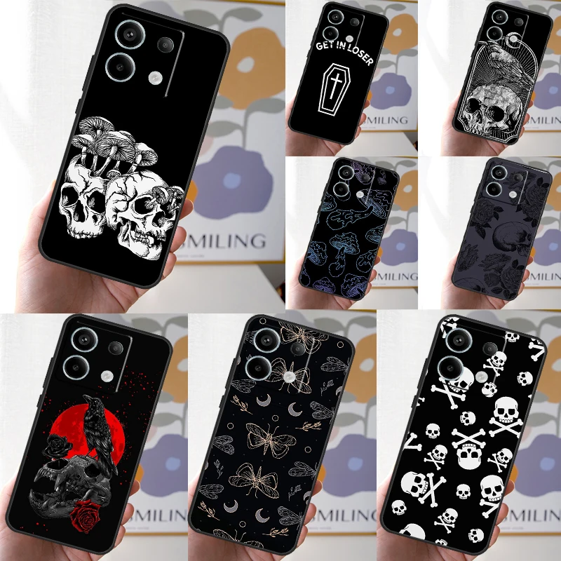 Skull Gothic Creepy Pastel Goth Case For Xiaomi Redmi Note 13 8 9 10 11 12 Pro 12S 11S 10S 9S Redmi 13C 9C 10C 12C Cover