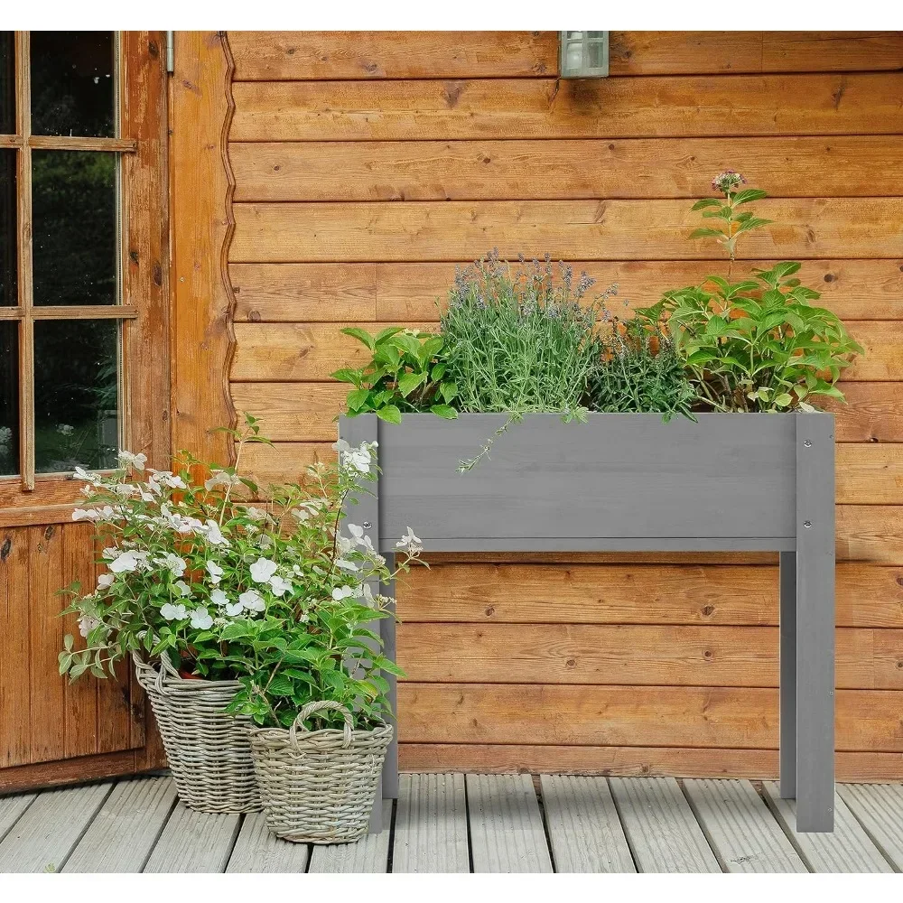 

Planter Raised Garden Bed with Legs (48x24x30''), Solid Wood Elevated Planter Box for Outdoor