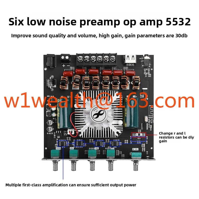ZK-AS21 2.1 قناة TPA3255 بلوتوث مكبر كهربائي رقمي لوحة تركيبية عالية ومنخفضة لهجة باس 220WX2 #4