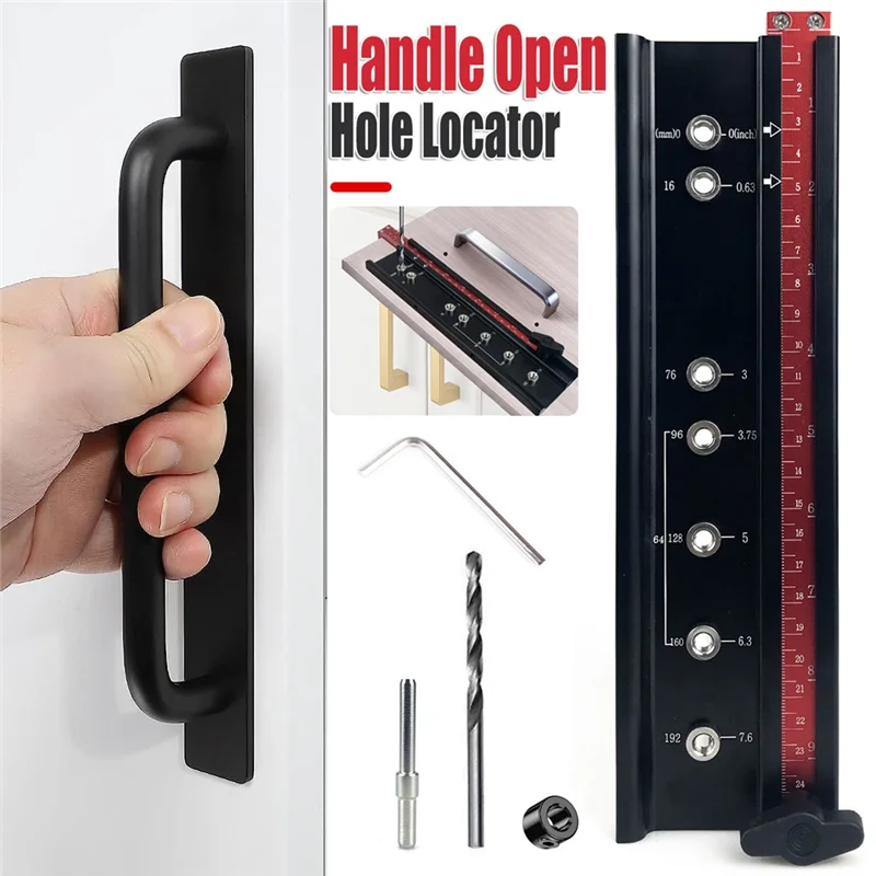 AF90-Guida per trapano Localizzatore di punzoni Maniglia Localizzatore di fori aperti Localizzatore di foratura per la lavorazione del legno per maniglie e tiranti per punzonatrice