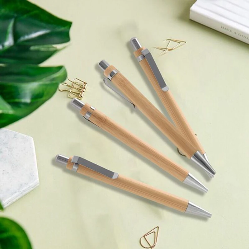 1Set Bamboo Ballpoint Pen Advertising Pen Environmental Protection Pen Writing Tools