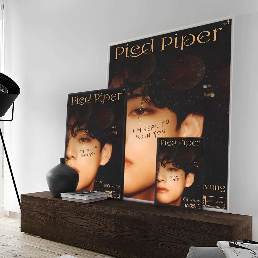 Singer Kpop K-Kim T-Tae H-Hyung V Layover DIY Sticky Poster Fancy Wall Sticker for Living Room Bar Decoration Wall Decor