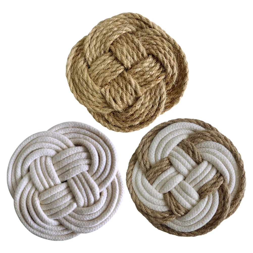 

3Pcs Woven Placemat Decorative Coasters Heat Resistant Table Mats Household Tableware Mats Photography Props Decorative Coasters