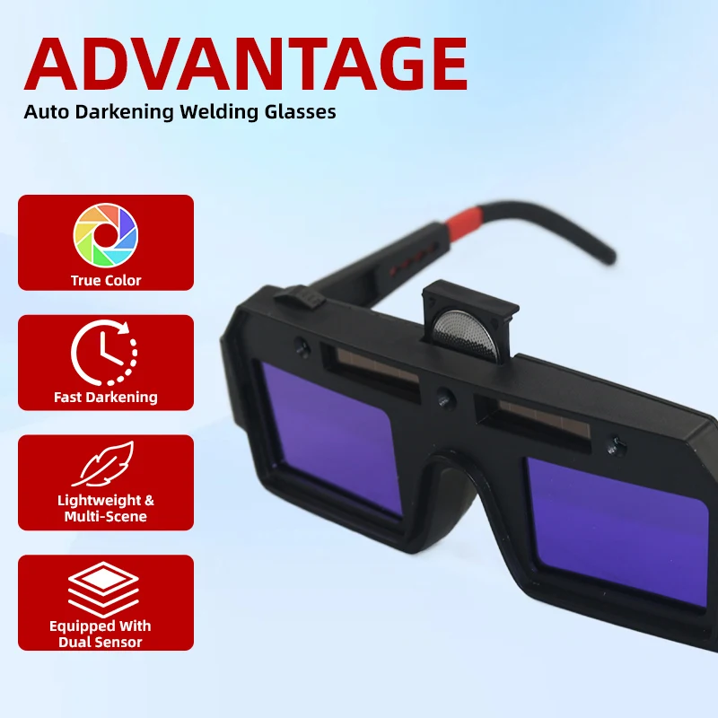 New black auto-dimming welding goggles with replaceable lithium battery welding glasses for TIG-MIG arc plasma cutting