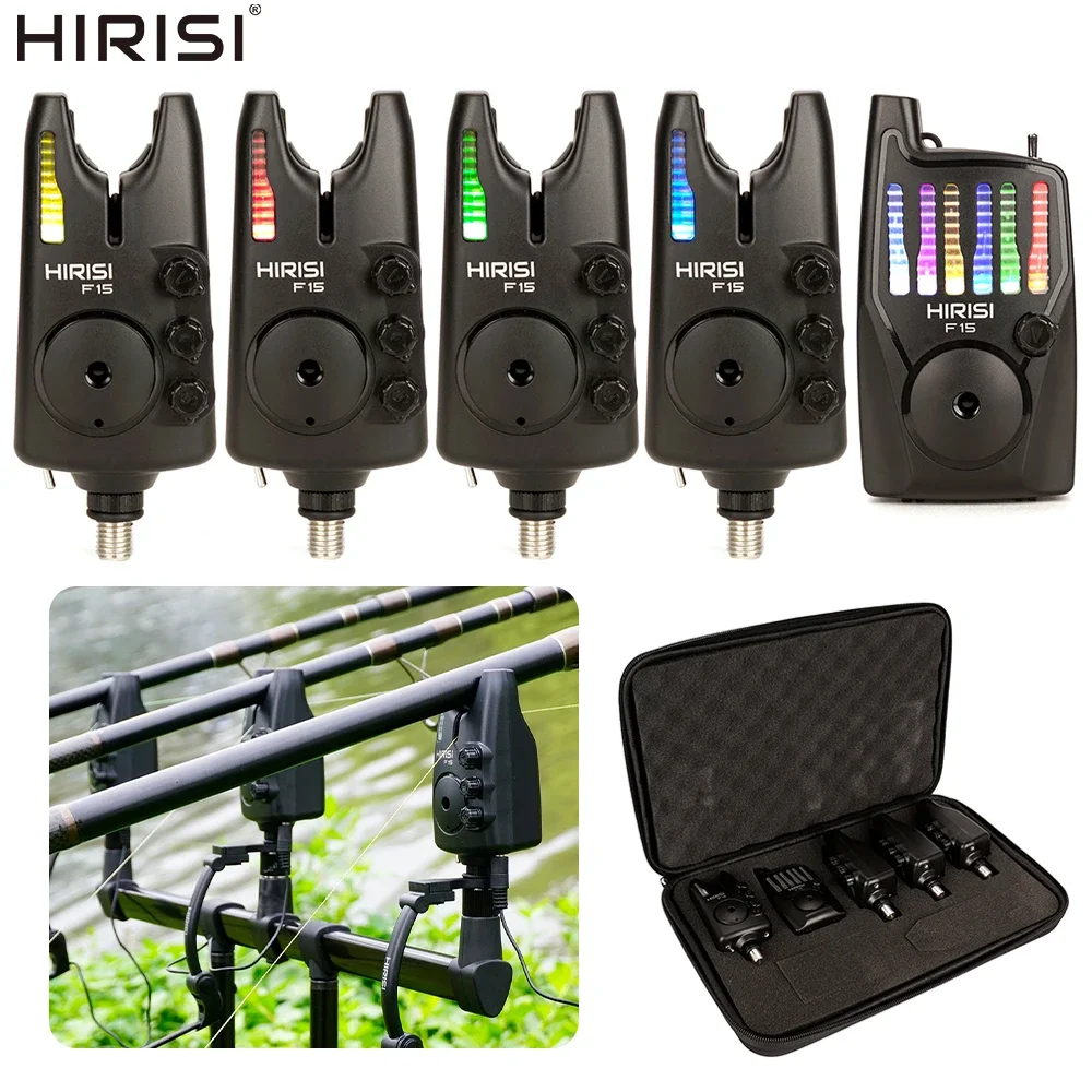 Hirisi F15 Karpfenangel-Set mit kabellosem Bissanzeiger, LED-Anzeige, wasserdicht, einstellbare Lautstärke, Tonhöhe und Empfindlichkeit, Angelzubehör – Detail 1