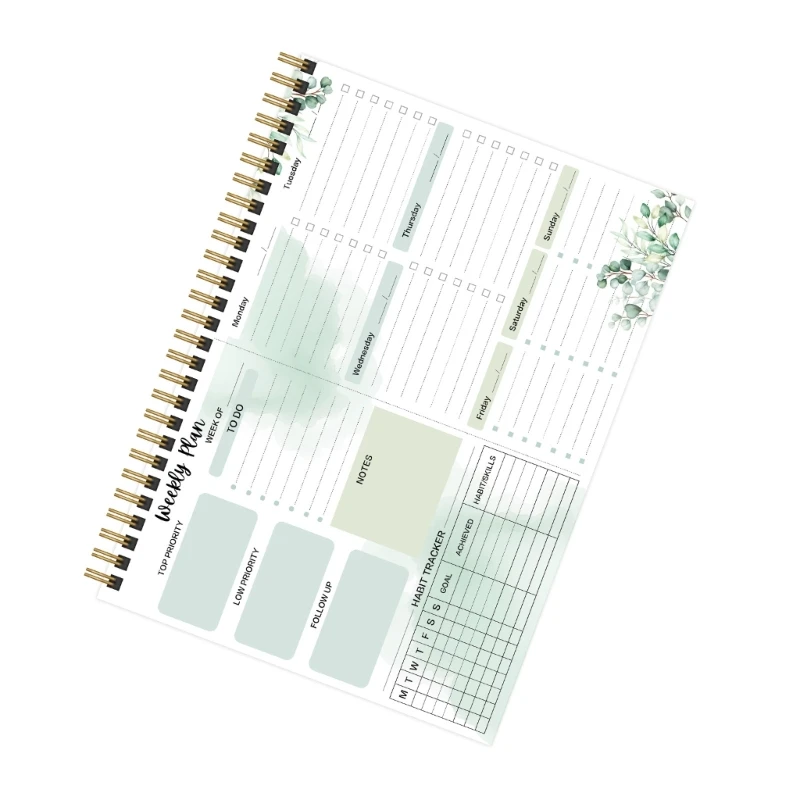 E9LB Wochenplaner To-Do-Listen-Notizbuch, wasserdichter PP-Einband, 54 Blatt für Journaling