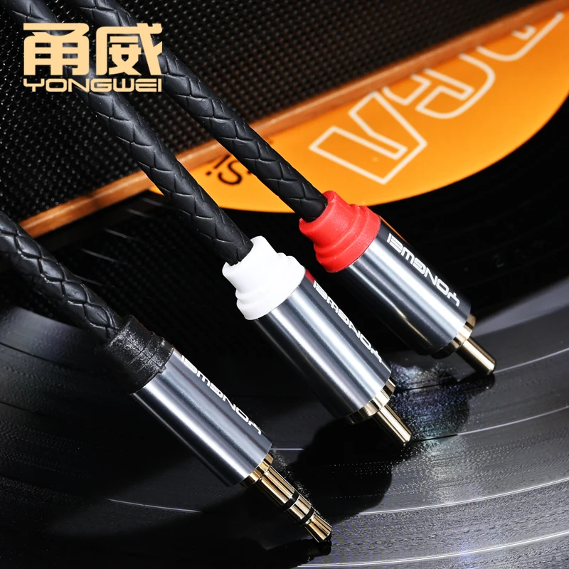 YONGWEI Cable de Audio OFC HiFi de 3.5mm a 2Rca, conector plateado de 3.5mm a RCA macho, divisor Aux para TV, PC, DVD, altavoz