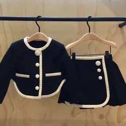 2pcs Girls Sweet Sets Kids Winter Autumn Long Sleeves Princess Top and Skirt Birthday Designed Uniform Luxury Party 2-7 Years