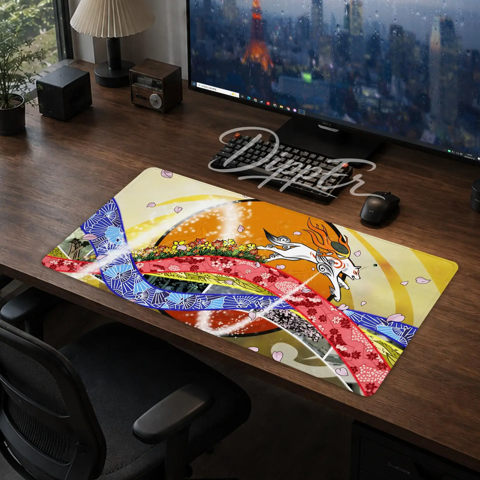 

Game Cartoon O-Okami Mouse Pad Office Large Desk Mat Gaming Mousepad Rubber Bottom Non-Slip Cushion 900X400
