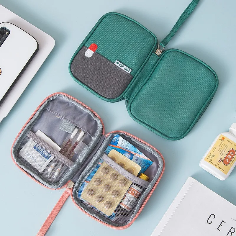 Mini bolsa organizadora de medicamentos, Kit de primeros auxilios al aire libre, saco de almacenamiento portátil de viaje, estuche médico de emergencia, suministros de accesorios