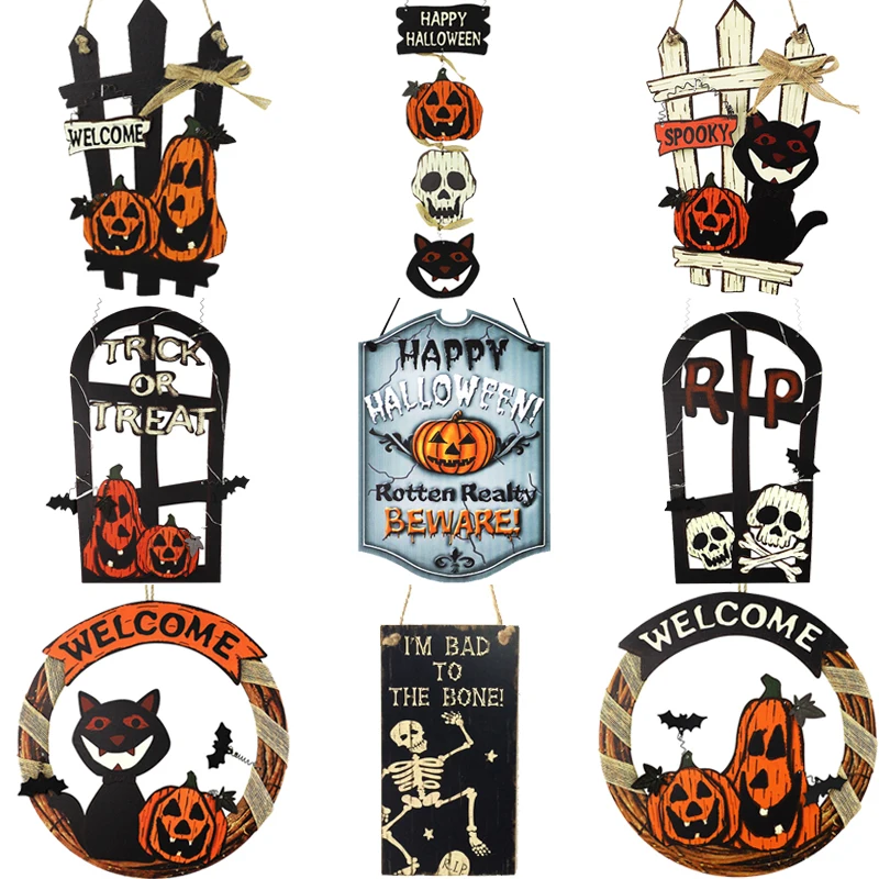 

2024 New Halloween Decorations Wall Hanging Scene Arrangement Props Skull Pumpkin Door Hanging Horror Pendant Pendant