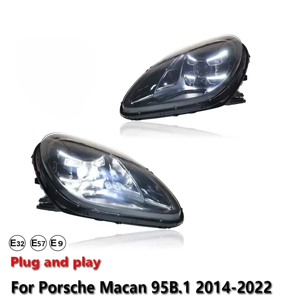

KQX Car Accessories LED Headlight Light For Porsche Macan 95B.1 2014-2022 Projector Front Headlamp DRL Turn Signal Lamp Plug & P