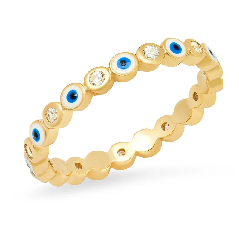 VG 6YM Bohemia Style 2022 INS Lucky Evil Eye Ring Women Gold Color Eyes Creative Versatile Rings For Girls Ladies Gifts