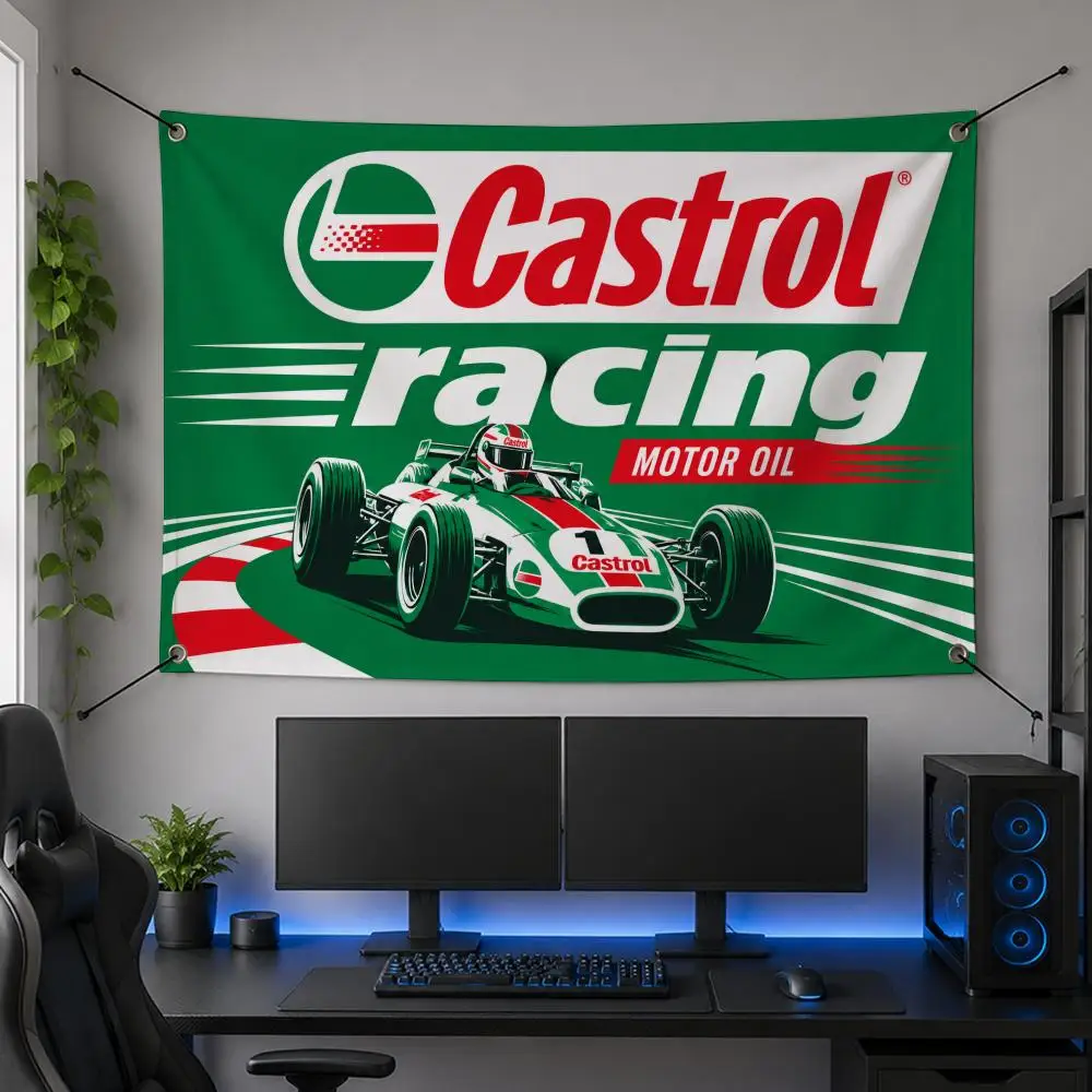 Racing C-Castrol Racing Flags Flag Banner for Bedroom Dorm Party Home Living Room Game Room Gift
