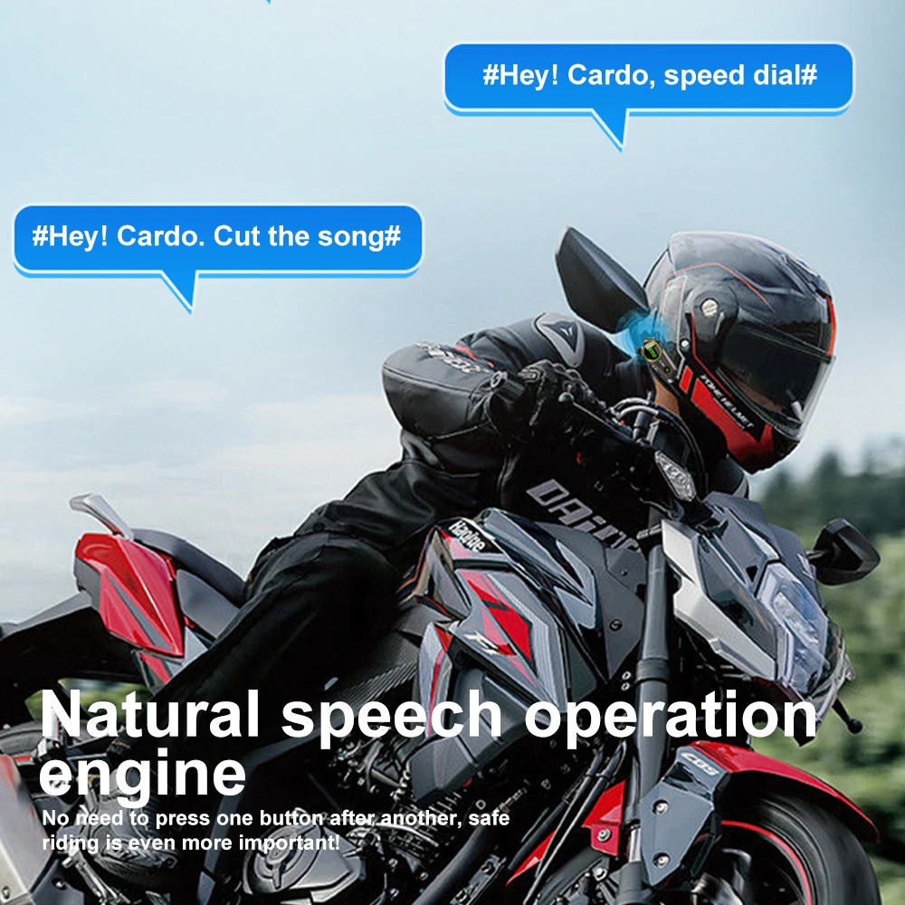 Headset interkom helm sepeda motor Bluetooth, Headset interkom helm sepeda motor Stereo panggilan bebas genggam IPX67 tahan air tiga warna lampu sekitar 1000H waktu siaga panjang