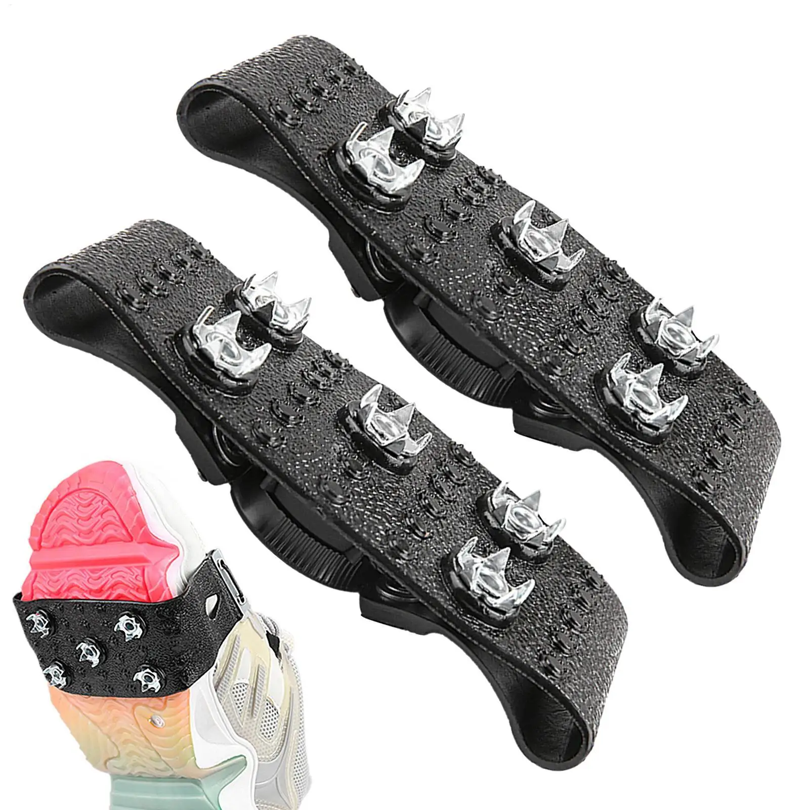 1 pair 5-Claw Ice Cleats For Shoes & Boots Anti Slip Snow Grippers Traction Spikes For Walking, Hiking & Winter Travel
